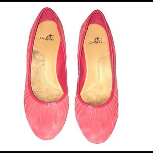 I Heart Comfort Red Soft Leather Wedge Flats